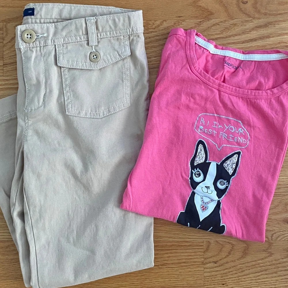 GapKids Khaki Crops + Graphic Short-Sleeve Tee XXL (14-16)